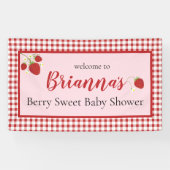 Berry Sweet Baby shower Banner | Roze en rood (Horizontaal)