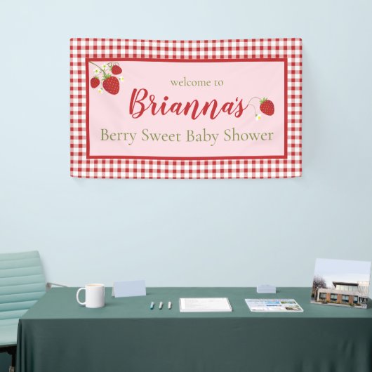 Berry Sweet Baby shower Banner | Roze en rood (Beurs)