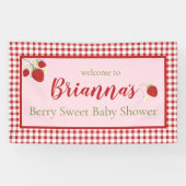 Berry Sweet Baby shower Banner | Roze en rood (Horizontaal)