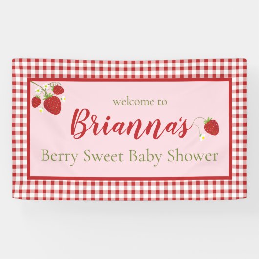 Berry Sweet Baby shower Banner | Roze en rood (Horizontaal)