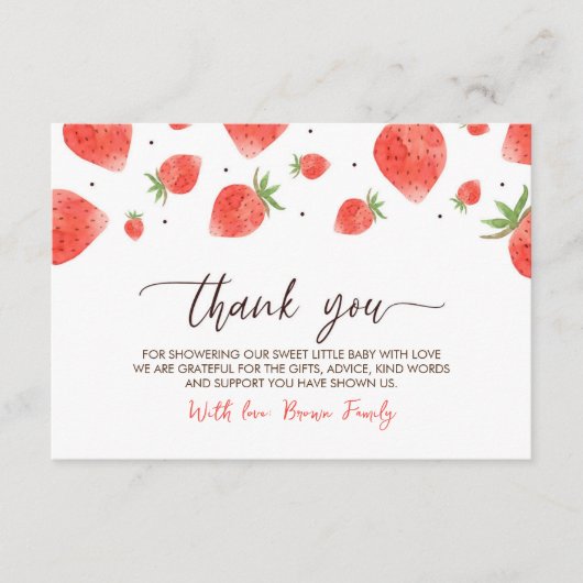 Berry Sweet Baby shower bedankje Informatiekaartje (Voorkant)