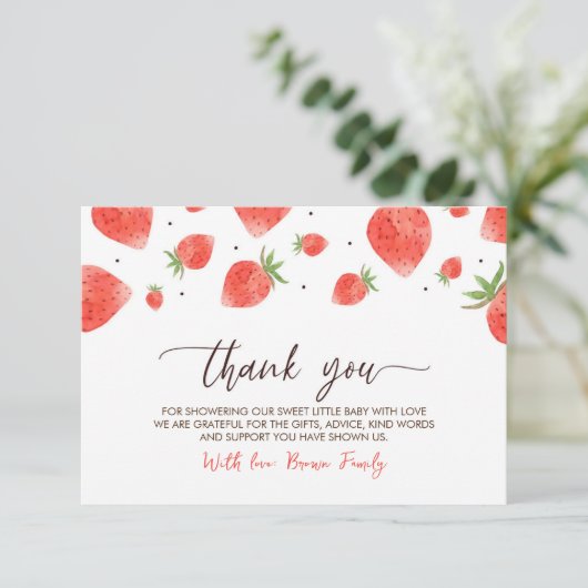 Berry Sweet Baby shower bedankje Informatiekaartje (Staand voorkant)