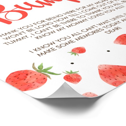Berry Sweet Baby shower bericht van het bump teken Poster (Hoek)