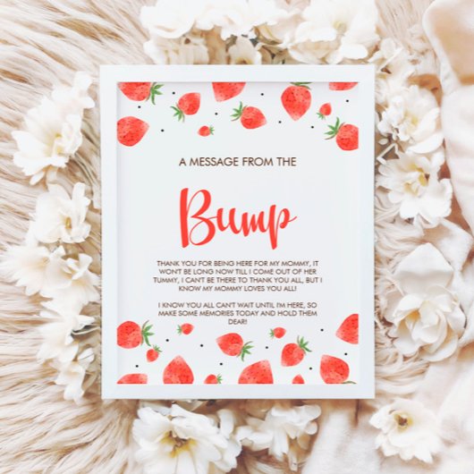Berry Sweet Baby shower bericht van het bump teken Poster