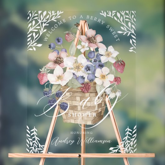 Berry Sweet Baby shower Berries & Flowers Welkom Acryl Bord (Neutraal)