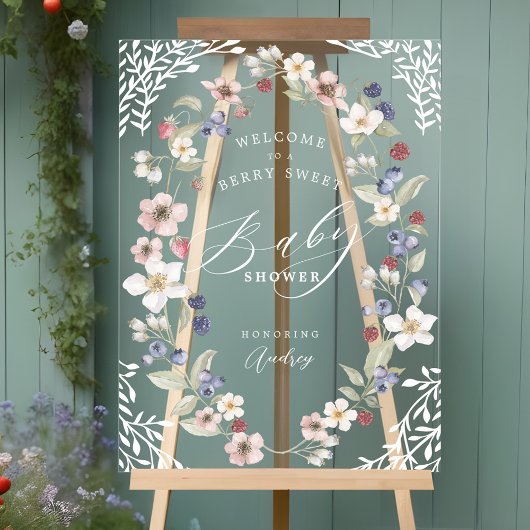 Berry Sweet Baby shower Berries & Flowers Welkom Acryl Bord
