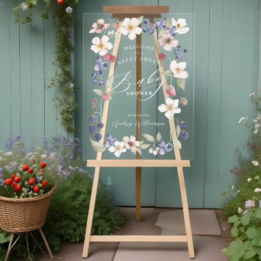 Berry Sweet Baby shower Berries & Flowers Welkom Acryl Bord