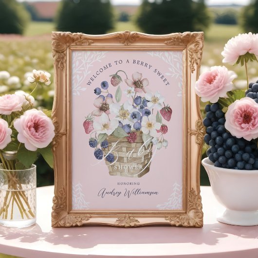 Berry Sweet Baby shower Berries & Flowers Welkom Poster