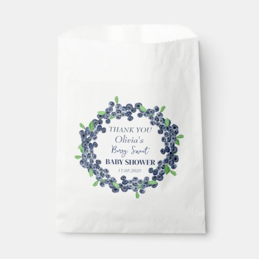 Berry Sweet Baby shower Blueberry Baby Meisje Jong Bedankzakje (Voorkant)