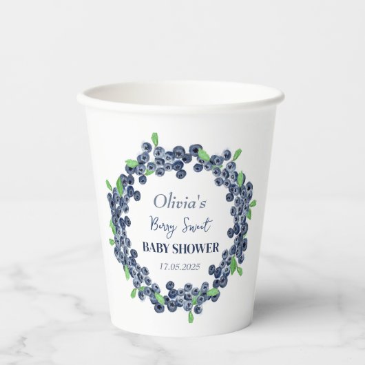 Berry Sweet Baby shower Blueberry Baby Meisje Jong Papieren Bekers (Voorkant)