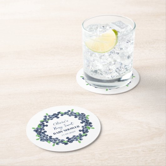 Berry Sweet Baby shower Blueberry Baby Meisje Jong Ronde Kartonnen Onderzetter (Insitu)