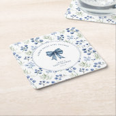 Berry Sweet Baby shower Blueberry Bow Kartonnen Onderzetters (Schuin)