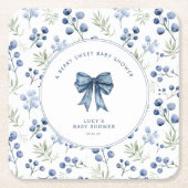 Berry Sweet Baby shower Blueberry Bow Kartonnen Onderzetters (Voorkant)