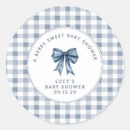 Berry Sweet Baby shower Blueberry Bow Ronde Sticker