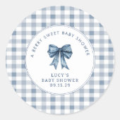 Berry Sweet Baby shower Blueberry Bow Ronde Sticker (Voorkant)