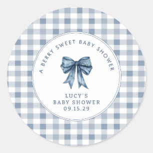 Berry Sweet Baby shower Blueberry Bow Ronde Sticker
