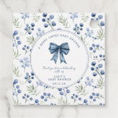 Berry Sweet Baby shower Blueberry Bow Square Bedankjes Labels (Achterkant)