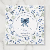 Berry Sweet Baby shower Blueberry Bow Square Bedankjes Labels (Voorkant)