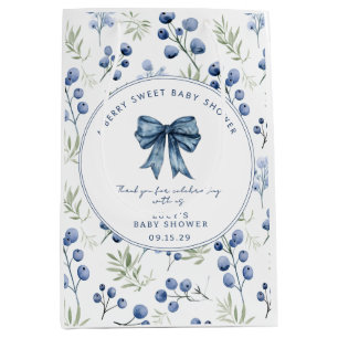 Berry Sweet Baby shower Blueberry Bow Square Medium Cadeauzakje