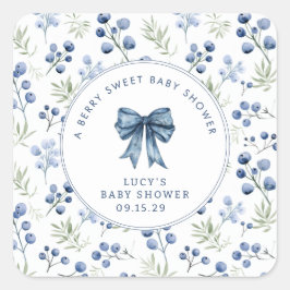 Berry Sweet Baby shower Blueberry Bow Vierkante Sticker