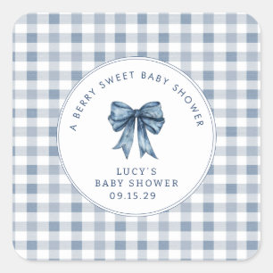 Berry Sweet Baby shower Blueberry Bow Vierkante Sticker