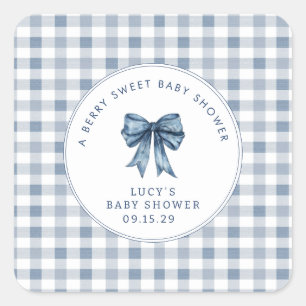 Berry Sweet Baby shower Blueberry Bow Vierkante Sticker