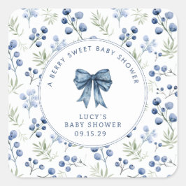 Berry Sweet Baby shower Blueberry Bow Vierkante Sticker