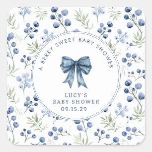 Berry Sweet Baby shower Blueberry Bow Vierkante Sticker