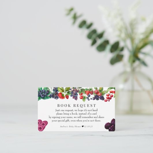 Berry Sweet Baby shower boeken voor Baby Informatiekaartje (Staand voorkant)