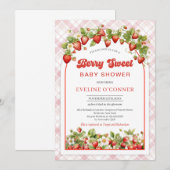 Berry Sweet-Baby shower | Boho roze aardbei Kaart (Voorkant / Achterkant)
