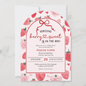 Berry Sweet Baby shower Coquette Roze Aardbei Kaart (Voorkant)