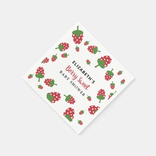 Berry Sweet Baby shower Cute Strawberry Aangepast Servet (Hoek)