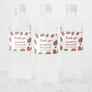 Berry Sweet Baby shower Cute Strawberry Cute Waterfles Etiket