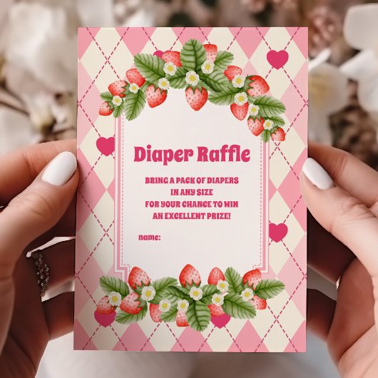 Berry Sweet Baby shower Diapper Raffle Informatiekaartje