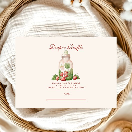 Berry Sweet Baby shower Diapper Raffle Informatiekaartje