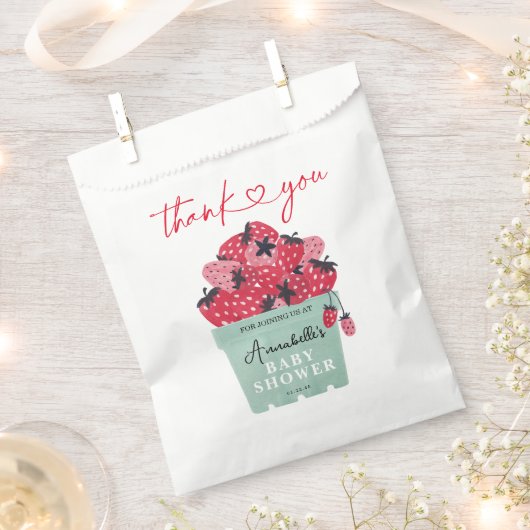Berry Sweet Baby shower Favor Bag Strawberry Bedankzakje (Geknipt)