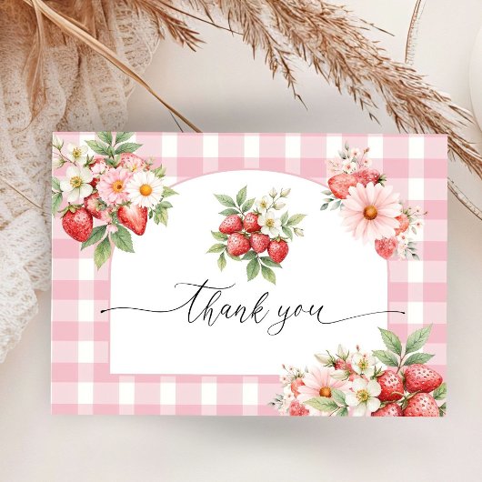 Berry Sweet Baby shower Flat Dank u Informatiekaartje