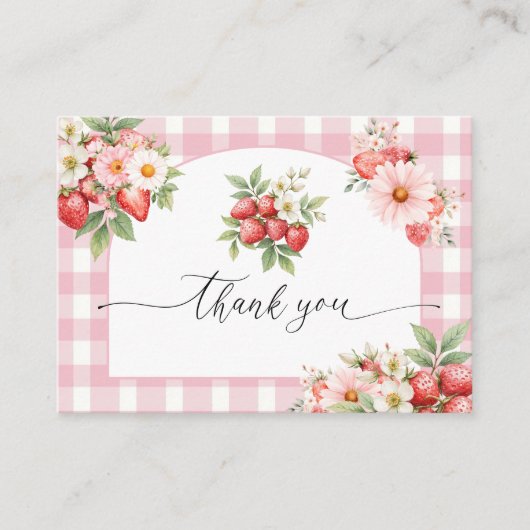 Berry Sweet Baby shower Flat Dank u Informatiekaartje (Voorkant)