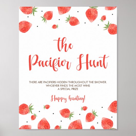 Berry Sweet Baby shower fopspeen jacht spel teken Poster (Voorkant)