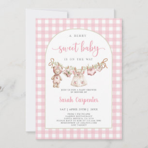 Berry Sweet Baby shower Girl Invitation Kaart