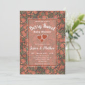 Berry Sweet Baby shower Invitation - Aardbeien Kaart (Staand voorkant)