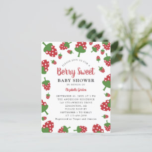 Berry Sweet Baby shower Invitation Cute Strawberry Briefkaart