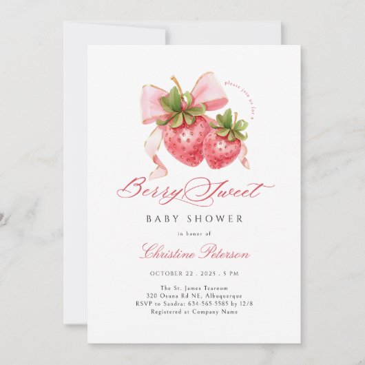 Berry Sweet Baby shower Invitation Kaart (Voorkant)