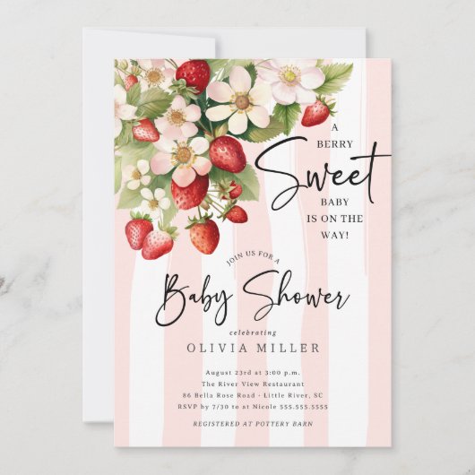 Berry Sweet Baby shower Invitation Kaart (Voorkant)