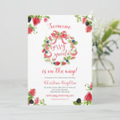 Berry Sweet Baby shower Invitation Kaart (Staand voorkant)