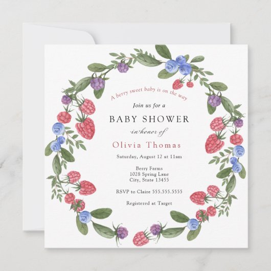 Berry Sweet Baby shower Invitation Kaart (Voorkant)