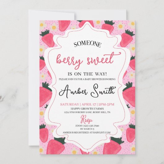 Berry Sweet Baby shower Invitation Kaart (Voorkant)