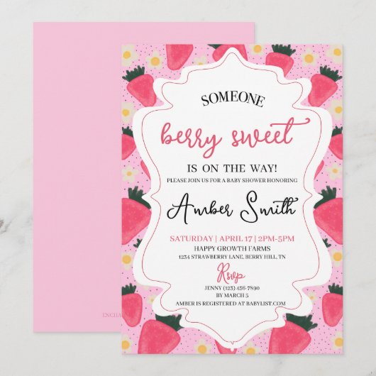 Berry Sweet Baby shower Invitation Kaart (Voorkant / Achterkant)