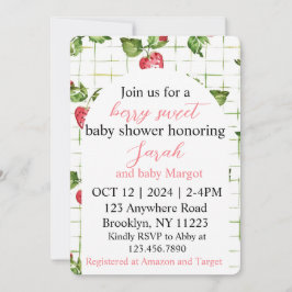 Berry Sweet Baby shower Invitation Kaart