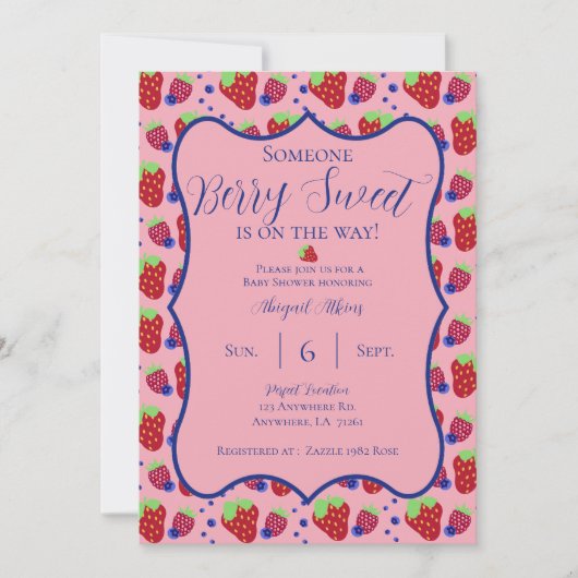 Berry Sweet Baby shower Invitation Save The Date (Voorkant)
